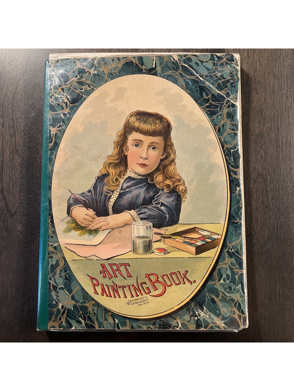 1892 Art Painting Book, 41 chromolithograph scenes, unused, McLoughlin Bros